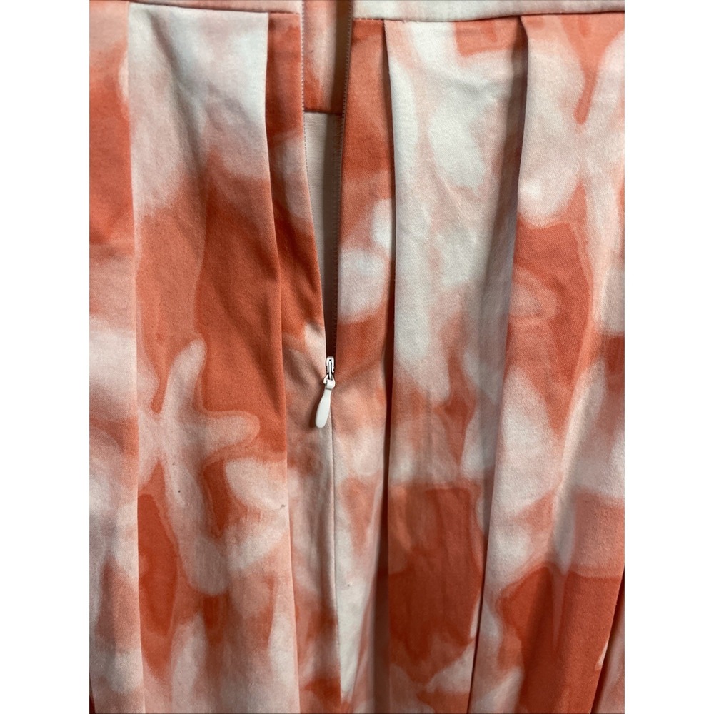 Calvin Klein Womens 8 Salmon White Floral Sleeveless Fit Flare Dress - Picture 8 of 9